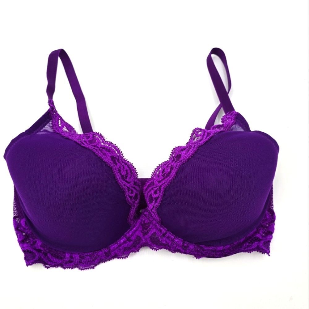 Natori Feathers Full Figure Underwire Purple Lace Bra Size 32DD